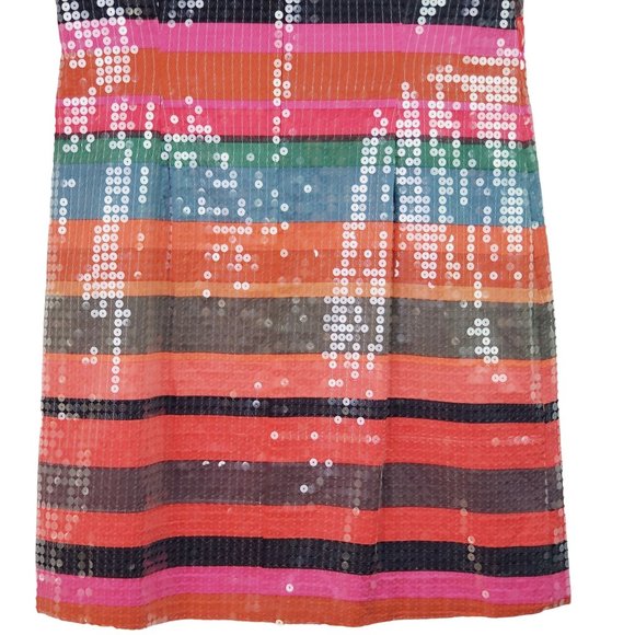 Corey Lynn Calter Round Neck Full Sequin Multi-Color Striped Shift Dress, Sz 0 - Picture 8 of 10